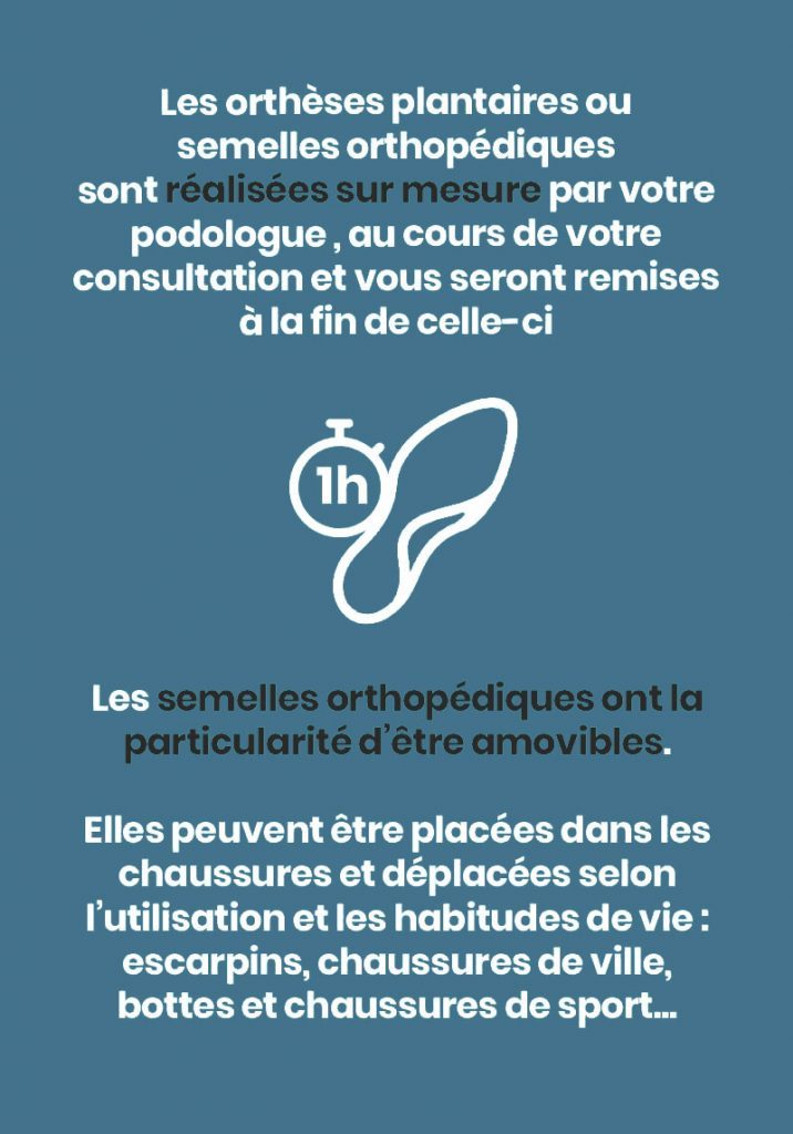 Semelles orthopédiques rendu dans la foulée de l'examen clinique